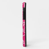 Aangepast monogram voor Berry roze en Black Damask Case-Mate iPhone Case (Achterkant/links)