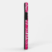 Aangepast monogram voor Berry roze en Black Damask Case-Mate iPhone Case (Achterkant/rechts)