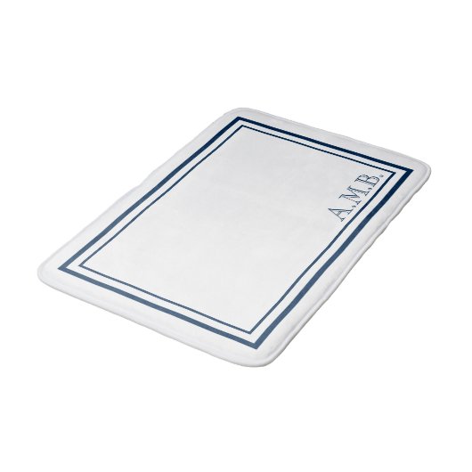 Aangepast monogram voor de klassieke marine blauw badmat (Gekanteld)