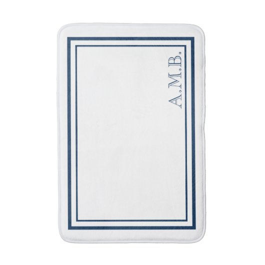 Aangepast monogram voor de klassieke marine blauw badmat (Voorkant Verticaal)
