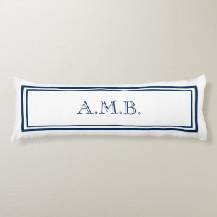 Aangepast monogram voor de klassieke marine blauw lichaamskussen