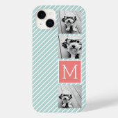 Aangepast monogram voor foto's van Mint en Koraal Case-Mate iPhone Case (Achterkant)