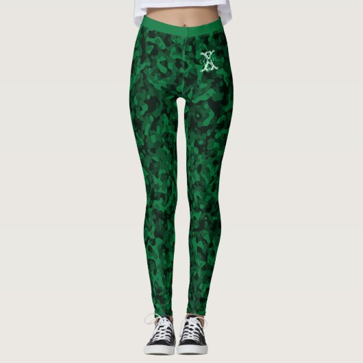 Aangepast monogram voor groen camouflage patroon leggings (Voorkant)