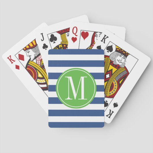 Aangepast monogram voor groene en blauwe strepen speelkaarten (Achterkant)