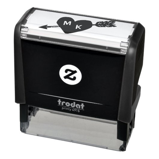 Aangepast monogram voor hart en Pijl Zelfinktende Stempel (Product)