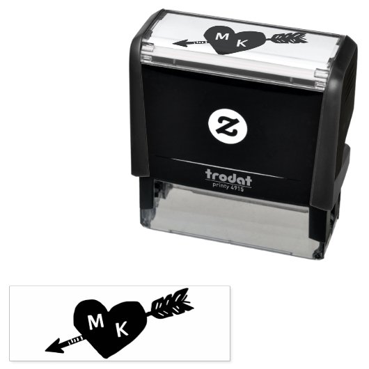 Aangepast monogram voor hart en Pijl Zelfinktende Stempel (In situ)