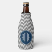 Aangepast monogram voor het Navy- en Gray Chevron- Flesjeskoeler (Fles Voorkant)