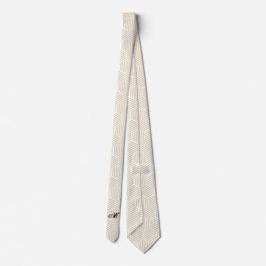 Aangepast monogram voor hexagonal Lined Pattern Stropdas (Achterkant)