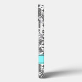 Aangepast monogram voor iPad Grijs Aqua Floral Dam Case-Mate iPhone Case (Achterkant / Links)