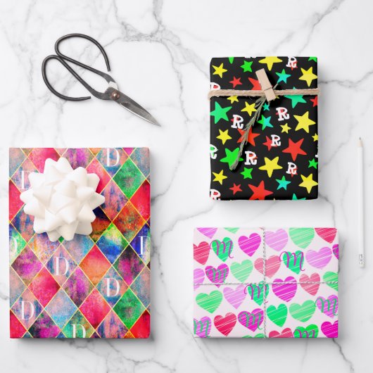 Aangepast monogram voor je cadeauontvanger modern inpakpapier vel (Voorkant)