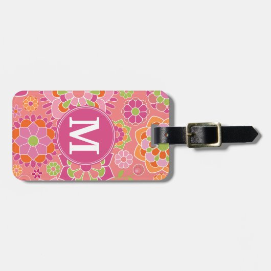 Aangepast monogram voor kleurrijk flessenpatroon bagagelabel (Voorkant horizontaal)