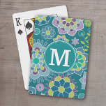 Aangepast monogram voor kleurrijk flessenpatroon pokerkaarten<br><div class="desc">Paars,  Blauwgroen blauw en kalkgroen - Een leuke en grafische illustratie in verse,  vrolijke kleuren. Als u de monogrammen moet aanpassen,  klik op de pas het knoop aan en breng veranderingen aan.</div>