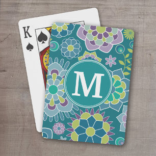 Aangepast monogram voor kleurrijk flessenpatroon pokerkaarten