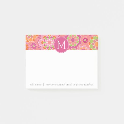 Aangepast monogram voor kleurrijk flessenpatroon post-it® notes (Voorkant)