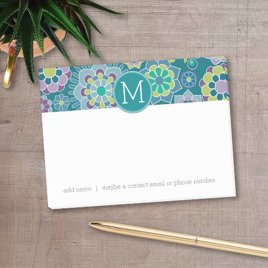 Aangepast monogram voor kleurrijk flessenpatroon post-it® notes