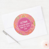 Aangepast monogram voor kleurrijk flessenpatroon ronde sticker (Envelop)