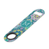 Aangepast monogram voor kleurrijk flessenpatroon speed flessenopener (Voorkant Gekanteld)