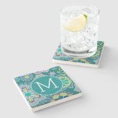 Aangepast monogram voor kleurrijk flessenpatroon stenen onderzetter (Zijkant)