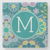 Aangepast monogram voor kleurrijk flessenpatroon stenen onderzetter (Voorkant)
