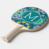 Aangepast monogram voor kleurrijk flessenpatroon tafeltennisbatje (Voorkant Gekanteld)