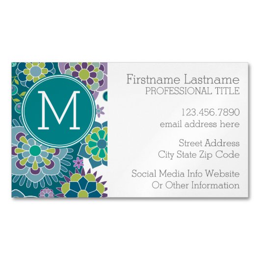 Aangepast monogram voor kleurrijk flessenpatroon visitekaartje magneet (Voorkant)