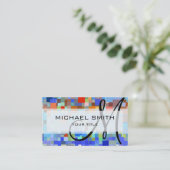 Aangepast monogram voor kleurrijke mozaïek visitekaartje (Staand voorkant)