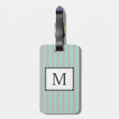 Aangepast monogram voor lichtblauw en beige strepe bagagelabel (Achterkant verticaal)