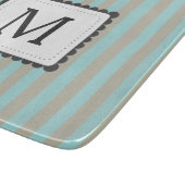 Aangepast monogram voor lichtblauw en beige strepe snijplank (Hoek)
