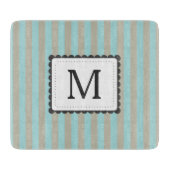 Aangepast monogram voor lichtblauw en beige strepe snijplank (Voorkant)