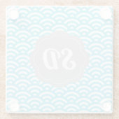 Aangepast monogram voor Light Blue Wave Glazen Onderzetter (Achterkant)