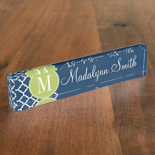 Aangepast monogram voor limoen- en zeemacht naambordje (Zijkant)