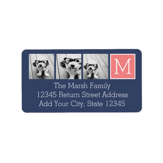 Aangepast monogram voor marinesolf en koraal fotoc etiket (Voorkant)