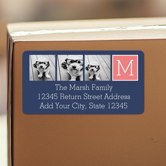 Aangepast monogram voor marinesolf en koraal fotoc etiket