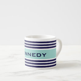 Aangepast monogram voor Mint Green & Navy Blue Str Espresso Kop