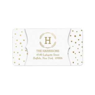 Aangepast monogram voor moderne Gold Stippen Etiket
