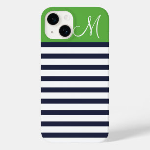 Aangepast monogram voor Navy Blue en Green Preppy  Case-Mate iPhone 14 Hoesje