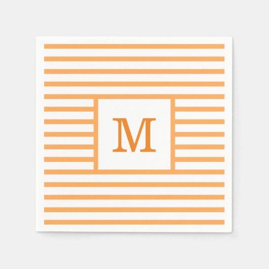 Aangepast monogram voor Oranje en witte strepen Servet (Voorkant)