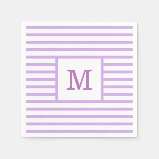 Aangepast monogram voor Paarse en witte strepen Servet (Voorkant)