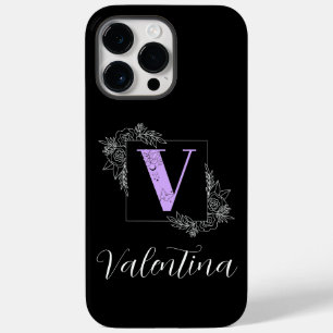Aangepast monogram voor Paarse Floral Butterfly -  Case-Mate iPhone 14 Pro Max Hoesje