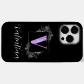 Aangepast monogram voor Paarse Floral Butterfly - Case-Mate iPhone Case (Achterkant (horizontaal))