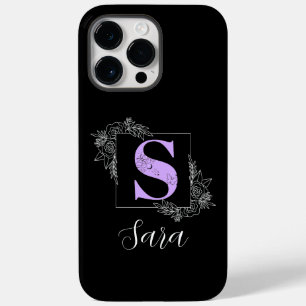 Aangepast monogram voor Paarse Floral Butterfly - Case-Mate iPhone 14 Pro Max Hoesje