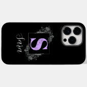 Aangepast monogram voor Paarse Floral Butterfly -  Case-Mate iPhone Case (Achterkant (horizontaal))