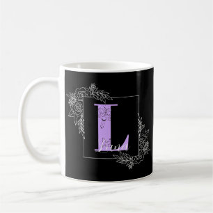 Aangepast monogram voor Paarse Floral Butterfly - Koffiemok