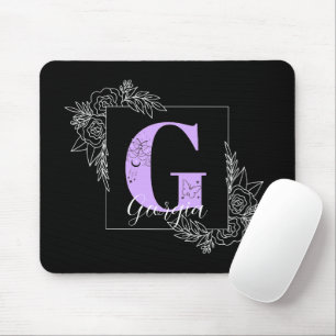 Aangepast monogram voor Paarse Floral Butterfly - Muismat