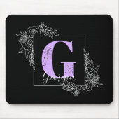 Aangepast monogram voor Paarse Floral Butterfly -  Muismat (Voorkant)