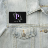 Aangepast monogram voor Paarse Floral Butterfly -  Naamplaatje (In situ)