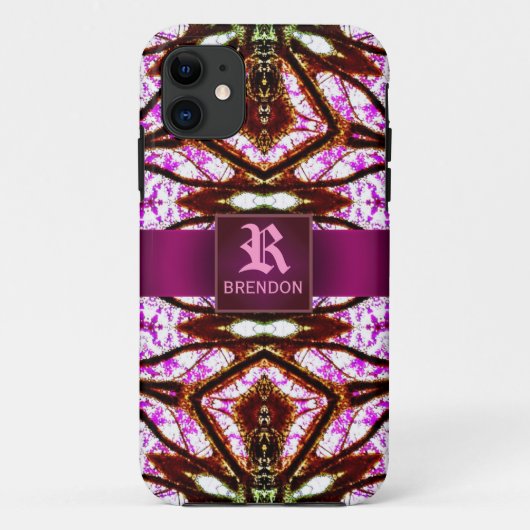 Aangepast monogram voor  roze batikpatroon Case-Mate iPhone case (Achterkant)