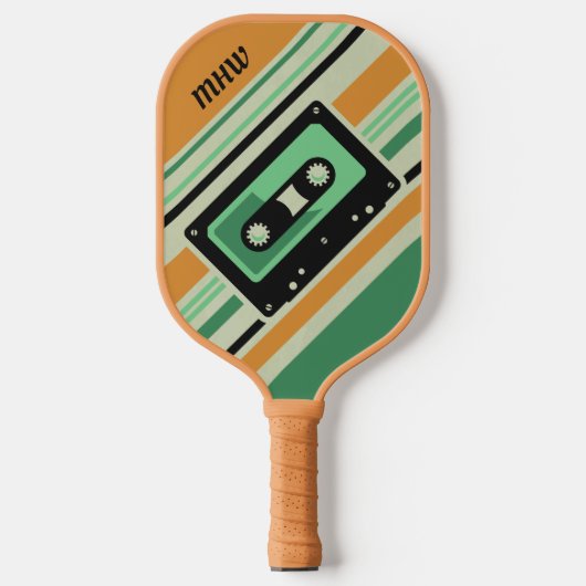 Aangepast monogram voor tapeband Retro Casette Pickleball Paddle (Voorkant)