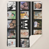 Aangepast monogram voor zwart-wit multifunctionele sherpa deken (Voorkant)