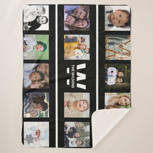 Aangepast monogram voor zwart-wit multifunctionele sherpa deken (Voorkant)